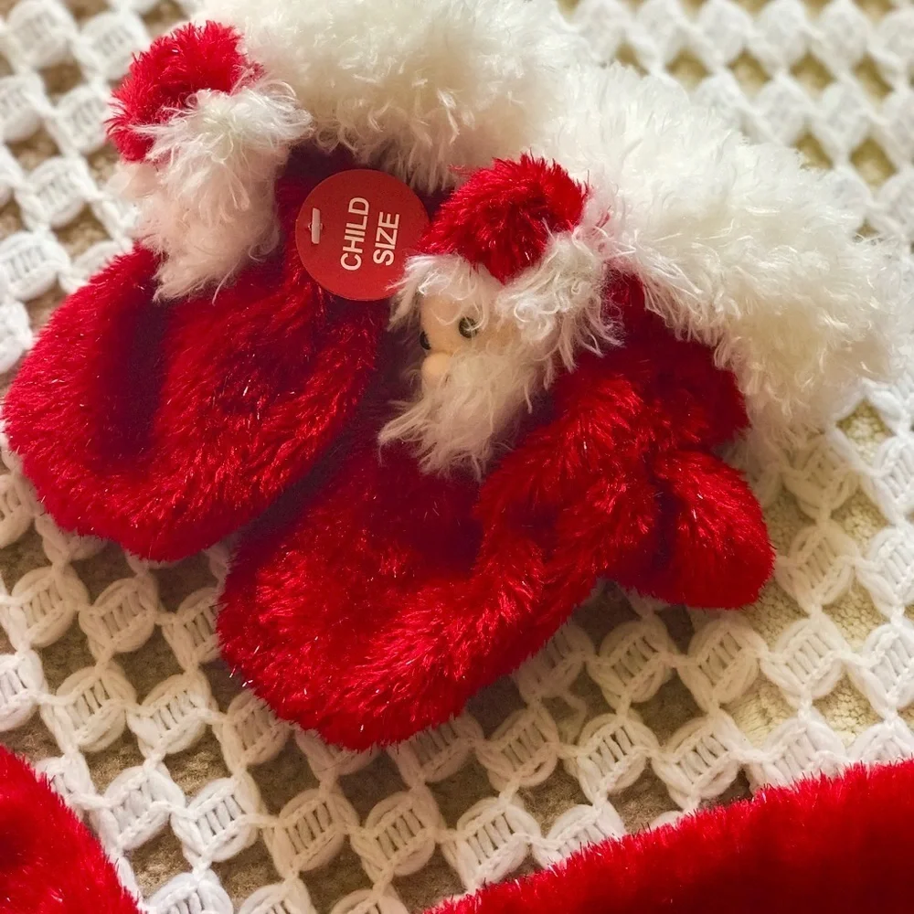 Rare Toddler Santa Clause Hoodie Cape and Mittens Set